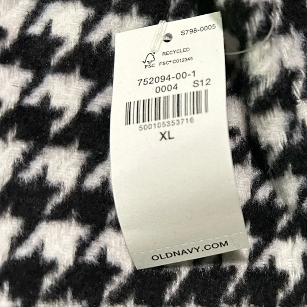 NWT Women’s Old Navy Black White Houndstooth Trench Coat Size XL - Picture 4 of 4